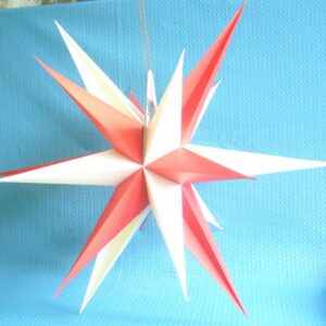 Annaberger Faltstern mit roten und weissen Spitzen 60 cm