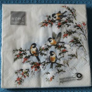 Serviette: Vögel im Winter