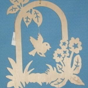 Fensterbild: Vogel im Blumenkranz - vorrätig 3 Stück