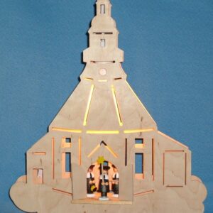 beleuchtetes Fensterbild :Seiffener Kirche mit offenem Tor - vorrätig 1 Stück